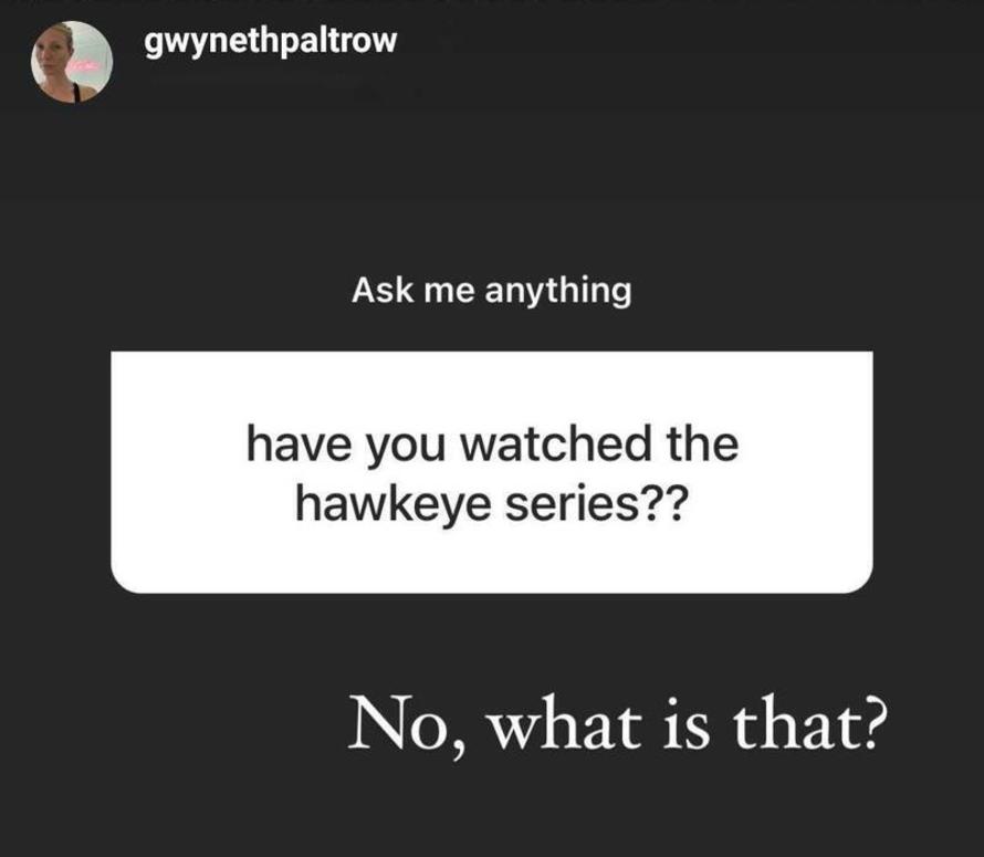 Gwyneth Paltrow Was Unaware That The ‘Hawkeye’ Series Exists