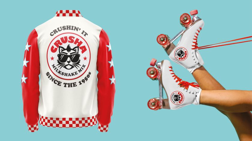 Crusha’s new identity is a mashup of American diners, Grease and teenage rebellion