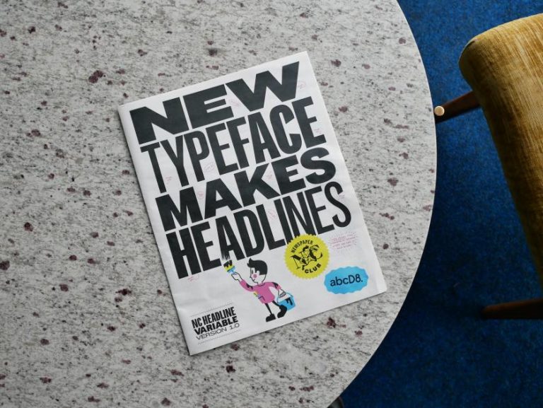 Newspaper Club teams up with abcD8 on NC HEADLINE, a tabloid-inspired typeface it owns outright