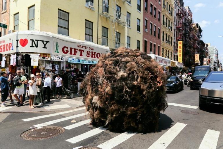 A 10ft ball of real human hair is rolling through New York, and it’s all part of the plan